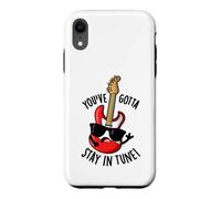 Custodia per iPhone XR Divertente gioco di parole con chitarra Ya Gotta Stay In Tune