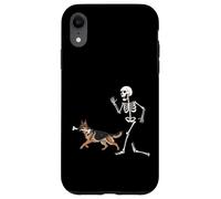 Custodia per iPhone XR Divertente Halloween Pastore Tedesco e Scheletro