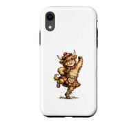 Custodia per iPhone XR Divertente Highland Cow Esecuzione Scozzese Danza