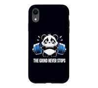 Custodia per iPhone XR Divertente Panda Triste Sollevamento Palestra Umorismo The Grind Never Stops