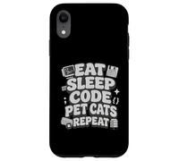 Custodia per iPhone XR Eat Sleep Code Pet Cats Repeat Funny Programmer Cat Lover