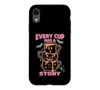 Custodia per iPhone XR Every Cup Has A Story Halloween Coffee Lover Mug Stack