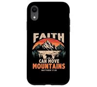 Custodia per iPhone XR Faith Can Move Mountains Retro Sunset Bible Verse Christian