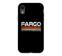 Custodia per iPhone XR Fargo North Dakota, design retrò a righe, stile vintage, con città