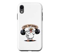Custodia per iPhone XR Feel The Gains Duck - Allenamento per sollevamento pesi