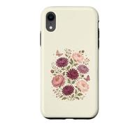 Custodia per iPhone XR Fiore di nascita di novembre, peonia, crisantemo, botanico, floreale