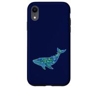 Custodia per iPhone XR Floral Whale Blue Humpback Botanical Flowers Ocean Nature