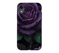 Custodia per iPhone XR Foglie di mezzanotte rosa viola scuro