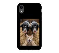 Custodia per iPhone XR Funny Cat Selfie with Pigs Design - Cute Animal Pig Lovers