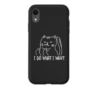 Custodia per iPhone XR Funny I do what I want cat flipping the bird offensive