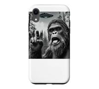 Custodia per iPhone XR Funny Sasquatch Bigfoot Rock On Selfie With UFO Alien