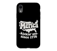 Custodia per iPhone XR Funny USA Merica Kickin Ass Since 1776 4th of Luglio Map Art