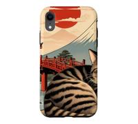 Custodia per iPhone XR Gatto assonnato giapponese che dorme al tempio
