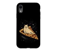 Custodia per iPhone XR Gatto che cavalca una fetta di pizza ai peperoni attraverso Galaxy Funny Space