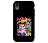 Custodia per iPhone XR Gatto del casinò di sentire Slotty oggi che gioca la slot machine della regina