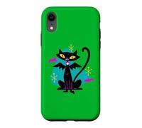 Custodia per iPhone XR Gatto nero vampiro retrò Atomic Age Mid-Century con ali di pipistrello
