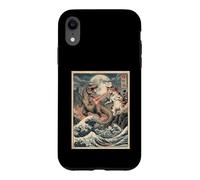Custodia per iPhone XR Gatto vs T-Rex giapponese Ukiyo-e Kaiju Monster Art