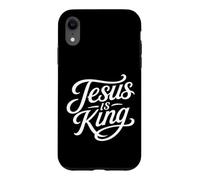 Custodia per iPhone XR Gesù è il re cristiano Script Fede Tipografia