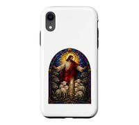 Custodia per iPhone XR Gesù Pastore Vetro Colorato Agnelli e Lupi Icona Arte