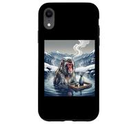 Custodia per iPhone XR Giapponese Neve Scimmia Onsen Bagno