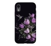 Custodia per iPhone XR Giardino dei fiori botanici dei colibrì dei tulipani viola