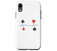 Custodia per iPhone XR Giocatori di simboli del vestito della carta della mazza dell'ECG di impulso del battito cardiaco del poker