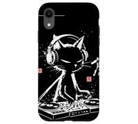 Custodia per iPhone XR Giradischi in vinile vintage calligrafico DJ Cat arte giapponese