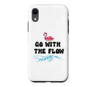 Custodia per iPhone XR Go With the Flow Pink Flamingo Beach Vacation Summer Vibes