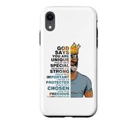 Custodia per iPhone XR God Says You Are Unique Black Men King Dad Nonno Padre
