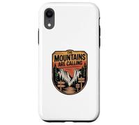Custodia per iPhone XR Grafica del distintivo Wilderness, The Mountains Are Calling