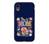 Custodia per iPhone XR Grafica floreale con scritta in inglese "She Is Mom Cute Mama Mother's Day"