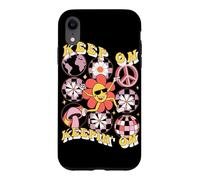 Custodia per iPhone XR Grafica retrò con margherita "Keep On Keepin' On"