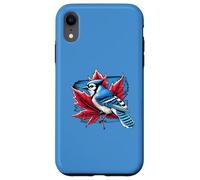 Custodia per iPhone XR Grafica retrò vintage con scritta "A Blue Jay On A Maple Leaf