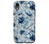 Custodia per iPhone XR Gray And Blue Flower Lover Cute Girly Navy Floral Nature