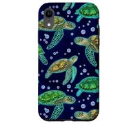 Custodia per iPhone XR Green Sea Turtle Marine Life Ocean Decorative Pattern