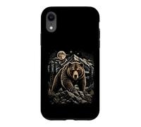 Custodia per iPhone XR Grizzly Bear Moon Wilderness Wilderness Arte di montagna