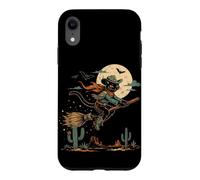 Custodia per iPhone XR Halloween strega gatto cowboy deserto luna scopa