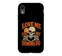 Custodia per iPhone XR Halloween Teschi Love Me My Demons Do Gothic Valentines