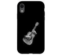 Custodia per iPhone XR Hand Drawn Guitar Sketch Design, Expressive Acoustic Music
