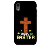 Custodia per iPhone XR Happy Easter Block Building Brick Builder Gesù Croce Fede