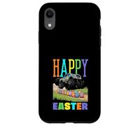 Custodia per iPhone XR Happy Easter Monster Truck Cool Digger Ragazzi Bambini Bambino