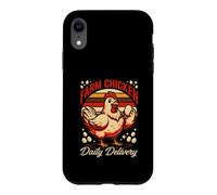 Custodia per iPhone XR Happy Farm Pollo Consegna Giornaliera Retro Alba