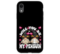 Custodia per iPhone XR Happy Valentines Gnome Graphic Will You Be My Penguin