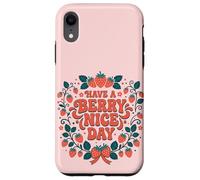 Custodia per iPhone XR Have A Berry Nice Day Retro Cute Strawberry Groovy Aesthetic