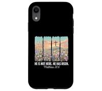 Custodia per iPhone XR He Is Risen Christian Wildflower Cross Happy Easter