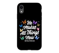 Custodia per iPhone XR He Makes All Things New Revelation Bibbia Verse Butterflies