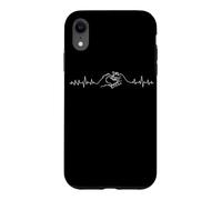 Custodia per iPhone XR Heartbeat Cat Hand Forming Heart ECG Medical Cat Amante