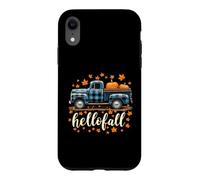 Custodia per iPhone XR Hello Fall Camicia Divertente Halloween Zucca Buffalo Plaid Camion