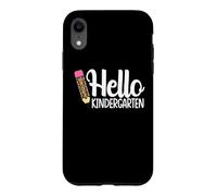 Custodia per iPhone XR Hello Kindergarten Teacher Leopard Pencil torna a scuola