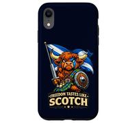Custodia per iPhone XR Highland Cow con la bandiera della Scozia